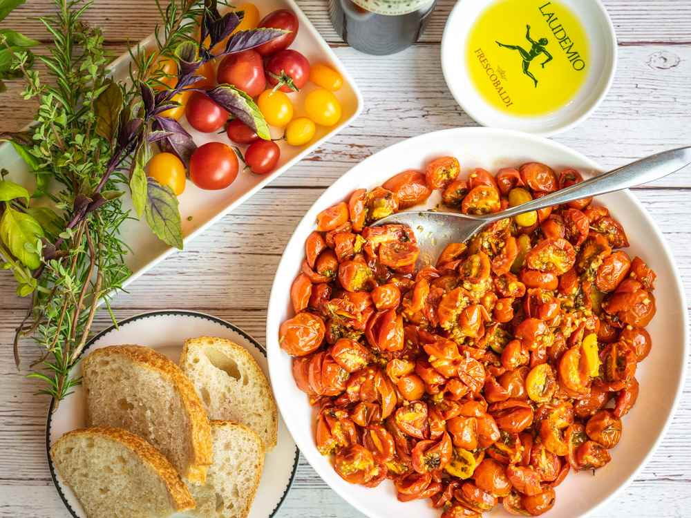 Slow Roasted Tomatoes with Garlic and Fresh Herbs